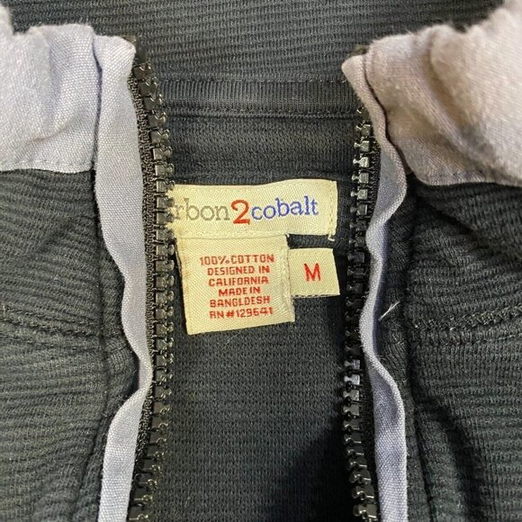 Carbon 2 Cobalt Sweater M Black Solid 1/4 Pullover Cotton Sleeve Pocket - Picture 9 of 12